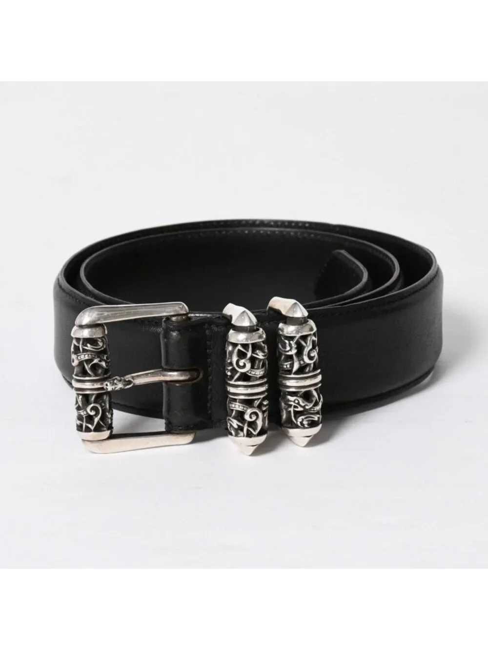 Chrome Hearts Blt Roller Belt 32 Black Leather 925 Sterling Silver